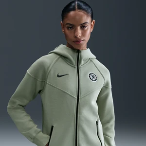 Damska piłkarska bluza z kapturem i zamkiem na całej długości Nike Chelsea F.C. Tech Windrunner - Zieleń