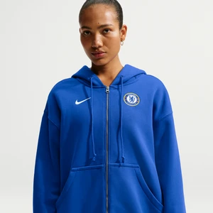 Damska piłkarska bluza z kapturem o kroju oversize Nike Chelsea F.C. Phoenix Fleece - Niebieski