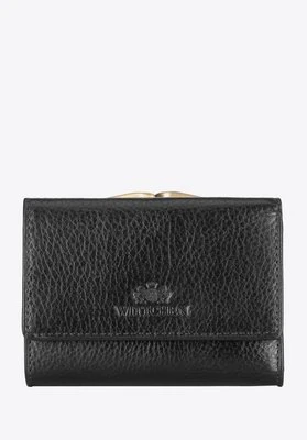 Damska portmonetka skórzana na bigiel mała czarna Wittchen