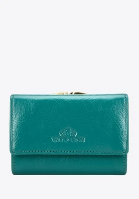Damska portmonetka ze skóry z logo zielona Wittchen