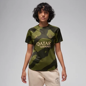 Damska przedmeczowa koszulka piłkarska Jordan Dri-FIT Paris Saint-Germain Academy Pro (wersja czwarta) - Zieleń