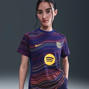 Damska przedmeczowa koszulka piłkarska z krótkim rękawem Nike Dri-FIT FC Barcelona Academy Pro (wersja domowa) - Niebieski