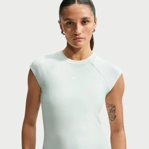 Damska przylegająca koszulka prążkowana z krótkim rękawem Nike Chill Knit - Zieleń