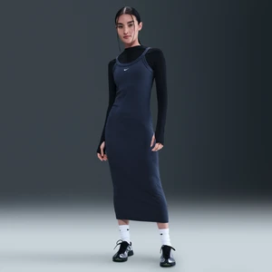 Damska przylegająca sukienka bez rękawów w drobny prążek o skróconym kroju Nike Sportswear Chill Knit - Niebieski