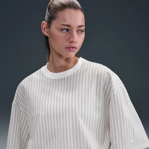 Damska pudełkowa koszulka w paski Nike Chill Poplin - Szary