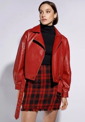 Damska ramoneska oversize z ekoskóry ciemny czerwona Wittchen