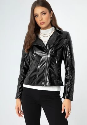 Damska ramoneska z ekoskóry czarno - grafitowa Wittchen