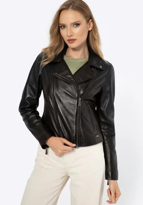 Damska ramoneska ze skóry ciemny brąz Wittchen