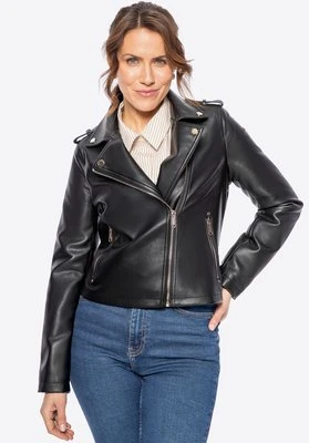 Damska ramoneska ze skóry ekologicznej z nitami czarna Wittchen