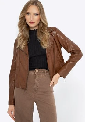 Damska ramoneska ze skóry jasny brąz Wittchen