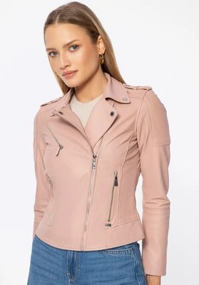 Damska ramoneska ze skóry owczej różowa Wittchen