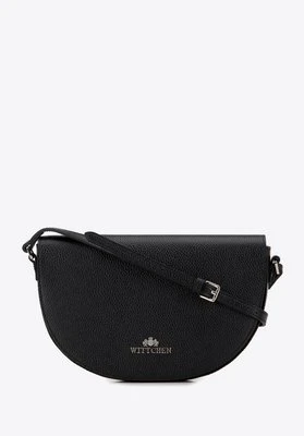 Damska saddle bag z groszkowanej skóry czarno-srebrna Wittchen
