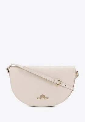 Damska saddle bag z groszkowanej skóry kremowa Wittchen