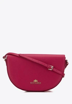 Damska saddle bag z groszkowanej skóry prosta różowa Wittchen