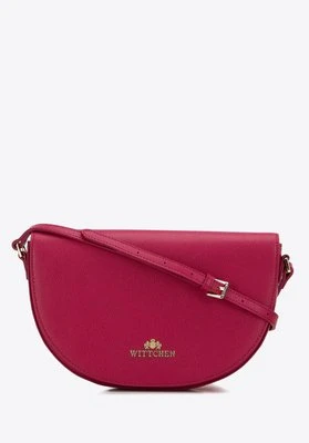 Damska saddle bag z groszkowanej skóry prosta różowa Wittchen