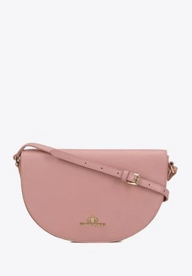 Damska saddle bag z groszkowanej skóry różowa Wittchen