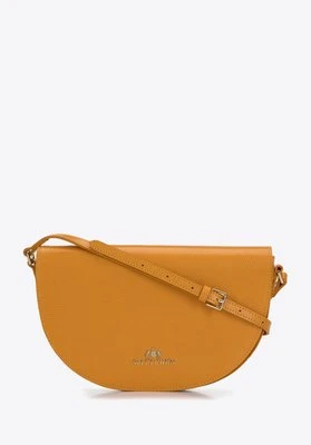 Damska saddle bag ze skóry o fakturze lizard żółta Wittchen