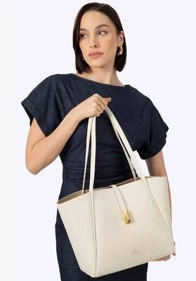 Damska shopperka skórzana z wyjmowaną saszetką kremowa Wittchen