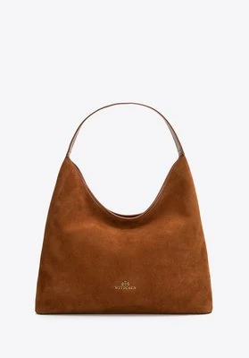 Damska shopperka typu hobo ze skóry zamszowej jasny brąz Wittchen
