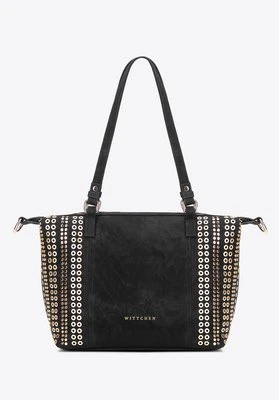 Damska shopperka w dekoracyjne nity czarna Wittchen