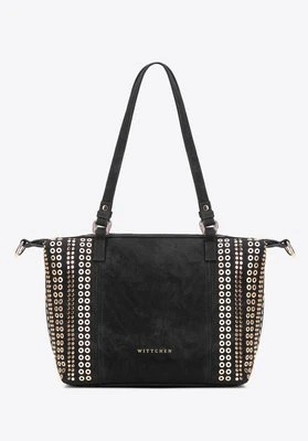 Damska shopperka w dekoracyjne nity czarna Wittchen