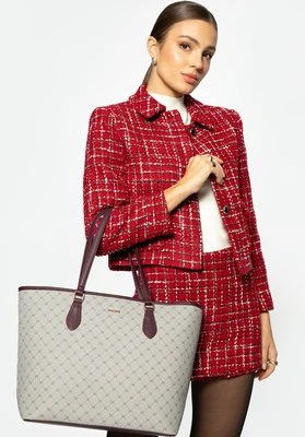 Damska shopperka w monogram szaro-bordowa Wittchen