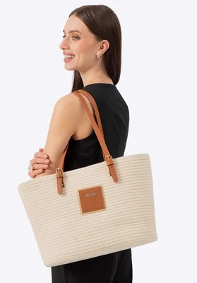 Damska shopperka z domieszką bawełny beżowa Wittchen