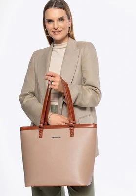 Damska shopperka z ekoskóry beżowo - brązowa Wittchen