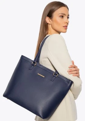 Damska shopperka z ekoskóry duża granatowa Wittchen