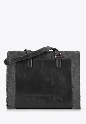 Damska shopperka z ekoskóry obszyta futerkiem szara Wittchen