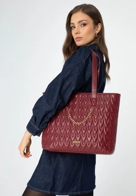 Damska shopperka z ekoskóry w geometryczny wzór bordowa Wittchen