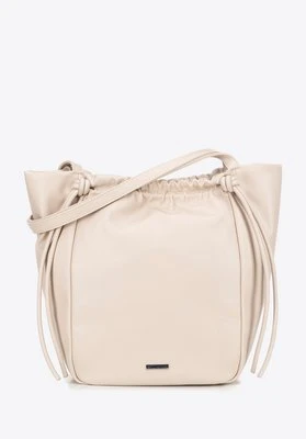 Damska shopperka z ekoskóry z dekoracyjnymi troczkami beżowa Wittchen