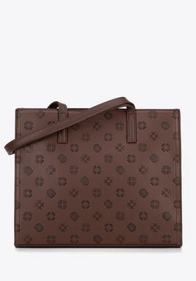 Damska shopperka z ekoskóry z tłoczoną sygnaturą brązowa Wittchen