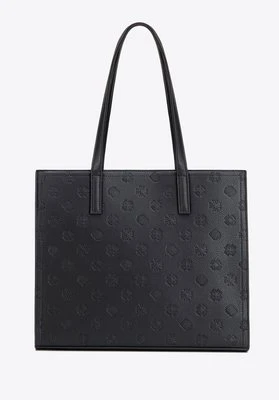 Damska shopperka z ekoskóry z tłoczoną sygnaturą czarna Wittchen