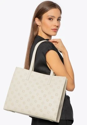 Damska shopperka z ekoskóry z tłoczoną sygnaturą kremowa Wittchen