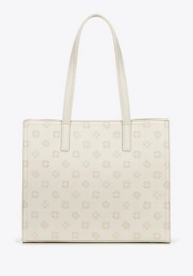 Damska shopperka z ekoskóry z tłoczoną sygnaturą kremowa Wittchen