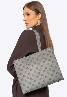 Damska shopperka z ekoskóry z tłoczoną sygnaturą szara Wittchen