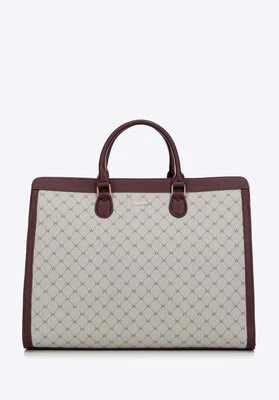 Damska shopperka z etui na laptopa szaro-bordowa Wittchen