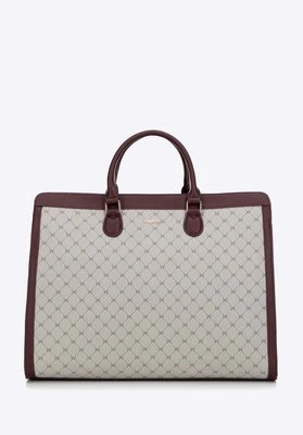 Damska shopperka z etui na laptopa szaro-bordowa Wittchen