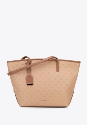 Damska shopperka z imitacji skóry duża beżowa Wittchen