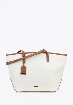 Damska shopperka z imitacji skóry duża kremowo - beżowa Wittchen