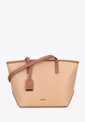 Damska shopperka z imitacji skóry średnia beżowa Wittchen
