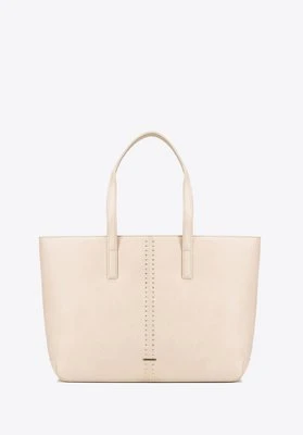 Damska shopperka z imitacji skóry w nity beżowa Wittchen