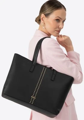 Damska shopperka z imitacji skóry w nity czarna Wittchen