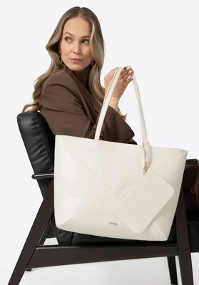 Damska shopperka z imitacji skóry w przeszycia złamana biel Wittchen