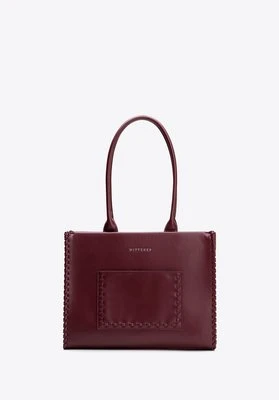 Damska shopperka z imitacji skóry z dekoracyjną plecionką bordowa Wittchen