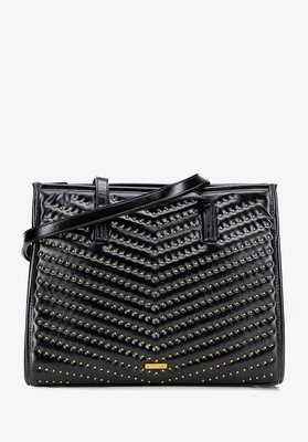 Damska shopperka z imitacji skóry z dżetami czarno - złota Wittchen