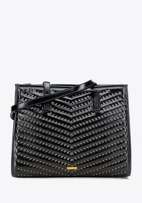 Damska shopperka z imitacji skóry z dżetami czarno - złota Wittchen