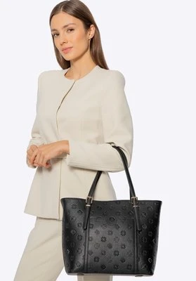 Damska shopperka z imitacji skóry z tłoczeniem czarna Wittchen