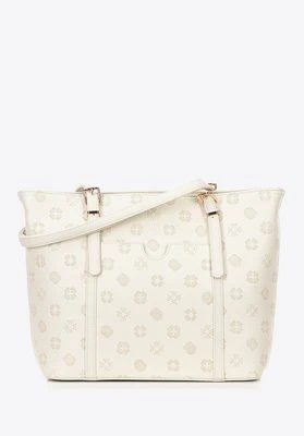 Damska shopperka z imitacji skóry z tłoczeniem kremowa Wittchen